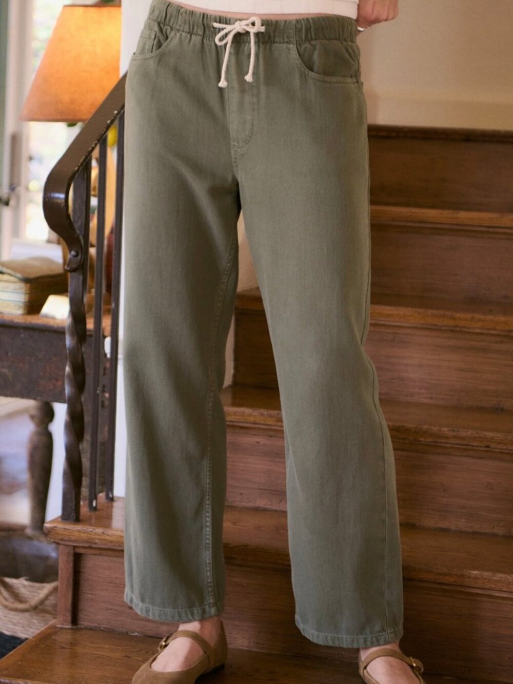 Marine Layer Ella Straight Leg Pant in Olive